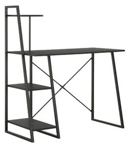 Czarne industrialne biurko z regałem, półkami 102x50 cm