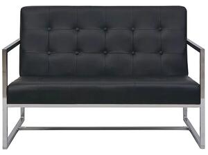 Zgrabna 2-osobowa sofa Mefir z ekoskóry - czarna