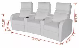 Rozkładane fotele kinowe z ekoskóry Mevic 3X – białe
