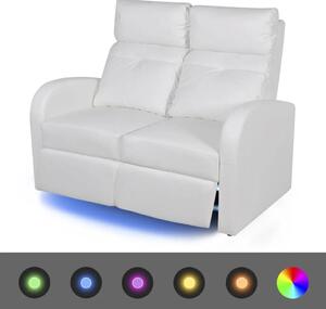 Podwójne rozkładane fotele kinowe z ekoskóry Mevic 2X – białe