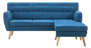 Niebieski narożnik do salonu, sofa narożna dwustronna