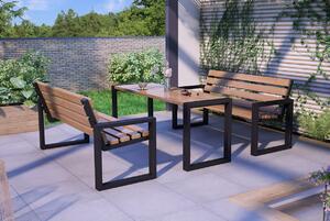 Drewniane meble ogrodowe - stół i ławki z oparciem 150 cm