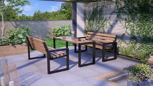 Drewniane meble ogrodowe - stół i ławki z oparciem 150 cm