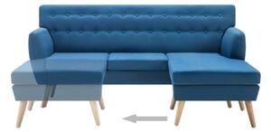 Niebieski narożnik do salonu, sofa narożna dwustronna