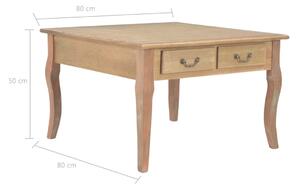 Kwadratowy drewniany stolik kawowy, ława z szufladami