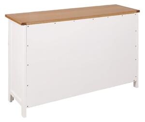 Biała drewniana komoda z szufladami i szafkami 110x70 cm