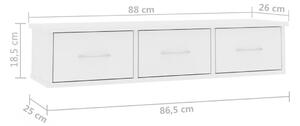 Biała półka wisząca z szufladami, mała szafka RTV