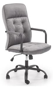 Szary pikowany fotel biurowy, krzesło obrotowe