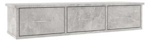 Półka wisząca z szufladami szary beton 88 cm