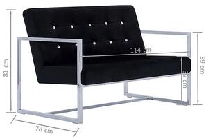 Zgrabna 2-osobowa sofa Mefir - aksamit, czarna