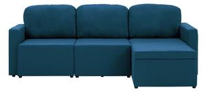 Niebieska kanapa rozkładana, sofa narożna modułowa