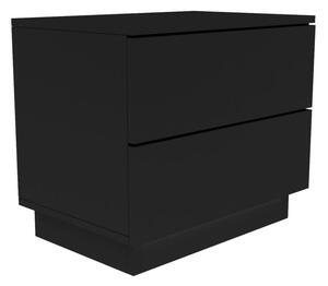 Czarny stolik nocny z szufladami i LED, szafka