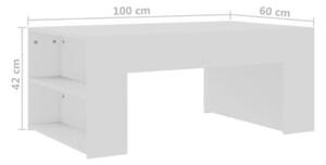 Biała ława do salonu z półkami 100x60 cm