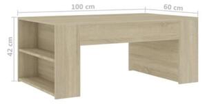 Prostokątny stolik kawowy z półkami 100x60 cm sonoma