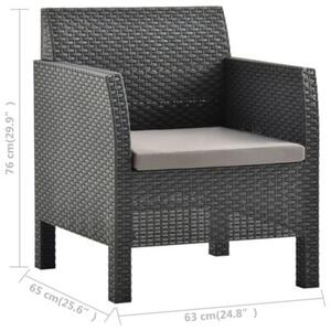 Krzesło ogrodowe z poduszką antracytowe 63x65x76 cm pp rattan