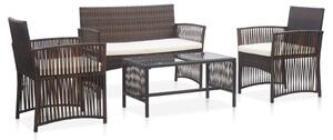 Zestaw Mebli Ogrodowych Komplet Wypoczynkowy Z Poduszkami 4-Częściowy Brązowy Rattan Na Taras Balkon Ogród