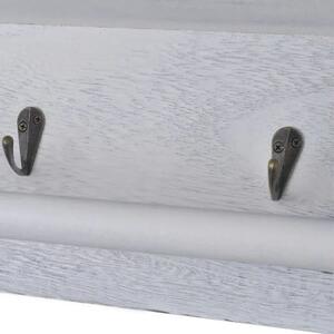 Drewniana półka ścienna z szufladami na klucze Stean - biała