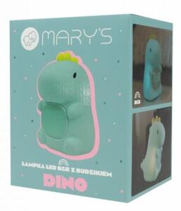 Lampka nocna dla dzieci z budzikiem bezprzewodowa RGBW niebieska dino LED 1.5W Mary's