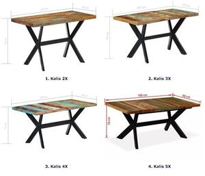 Wielokolorowy stół z drewna odzyskanego – Kalis 3X