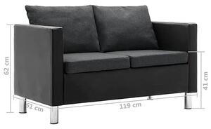 Atrakcyjna 2-osobowa sofa Karlo 2Q - czarno-ciemnoszara