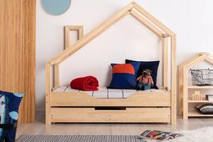 Drewniane łóżko dziecięce domek z szufladą Lumo 8X