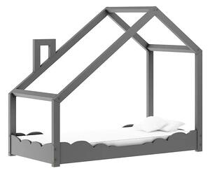 Drewniane łóżko dziecięce domek Lumo 5X - Szare