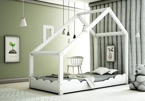 Drewniane łóżko dziecięce domek Lumo 5X - Białe