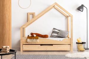 Drewniane łóżeczko dziecięce domek z szufladą Lumo 7X