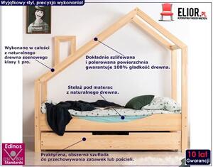 Drewniane łóżko dziecięce domek z szufladą Lumo 11X