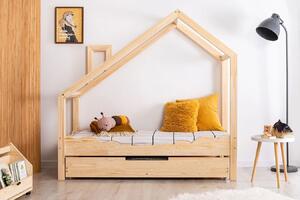 Drewniane łóżko dziecięce domek z szufladą Lumo 10X