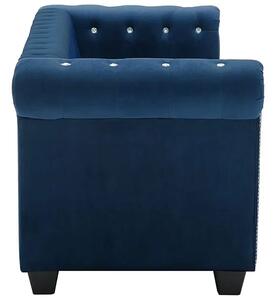 Aksamitna sofa w stylu Chesterfield Charlotte 3Q - niebieska