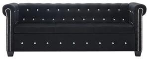 Aksamitna sofa w stylu Chesterfield Charlotte 3Q - czarna