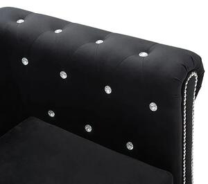 Aksamitna sofa w stylu Chesterfield Charlotte 3Q - czarna