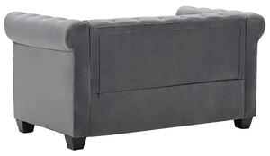 Aksamitna sofa w stylu Chesterfield Charlotte 2Q - szara