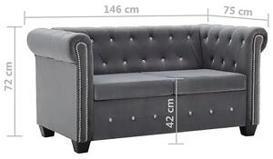 Aksamitna sofa w stylu Chesterfield Charlotte 2Q - szara