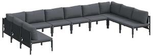 Nowoczesny zestaw sof ogrodowych z poduszkami - minimalistyczny design i odporność na warunki atmosferyczne