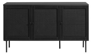 Czarna niska komoda w dekorze dębu 140x80 cm Pensacola – Unique Furniture