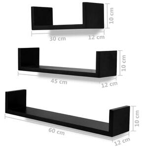 Zestaw funkcjonalnych półek ściennych Baffic 4X - czarny