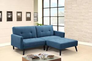 Rozkładana pikowana sofa Lanila - niebieska