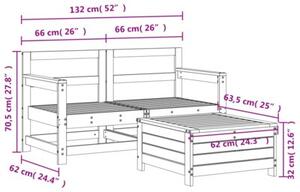Zestaw Mebli Ogrodowych Komplet Wypoczynkowy 3-Częściowy Drewno Na Taras Balkon Ogród