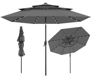 Parasol ogrodowy z korbką i oświetleniem LED