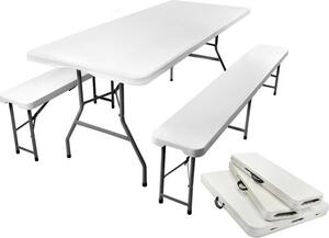 Stó ogrodowy skadany 180cm + 2 awki