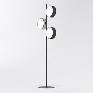 Lampa stojąca podłogowa minimalistyczna czarno-szara z abażurem 3xE14 10W DRUMZ Emibig