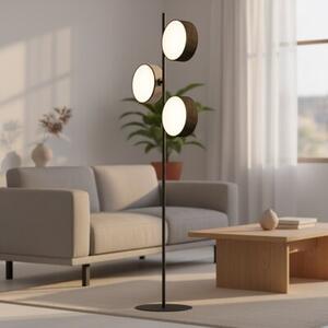 Lampa stojąca podłogowa minimalistyczna czarno-szara z abażurem 3xE14 10W DRUMZ Emibig