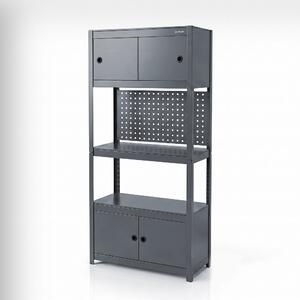 Regał metalowy z szafkami antracytowy: JOHNNY, 1800 x 800 x 420 mm