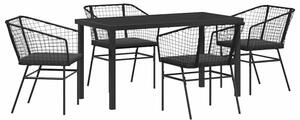 Zestaw Mebli Ogrodowych Komplet Jadalniany 5-Częściowy Czarny Rattan Na Taras Balkon Ogród