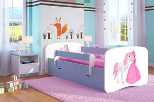 Łóżko dla dziecka z barierką Happy 2X mix 70x140 - niebieskie
