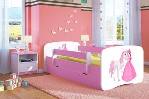 Łóżko dla dziewczynki z szufladą Happy 2X mix 70x140 - różowe