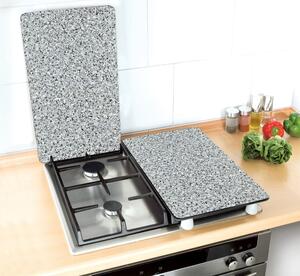 Zestaw 2 szklanych płyt ochronnych na kuchenkę Wenko Granite, 52x30 cm