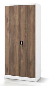Szafa na dokumenty biurowa metalowa biała / orzech: Eco Design JAN H 900 x 1950 x 400 mm